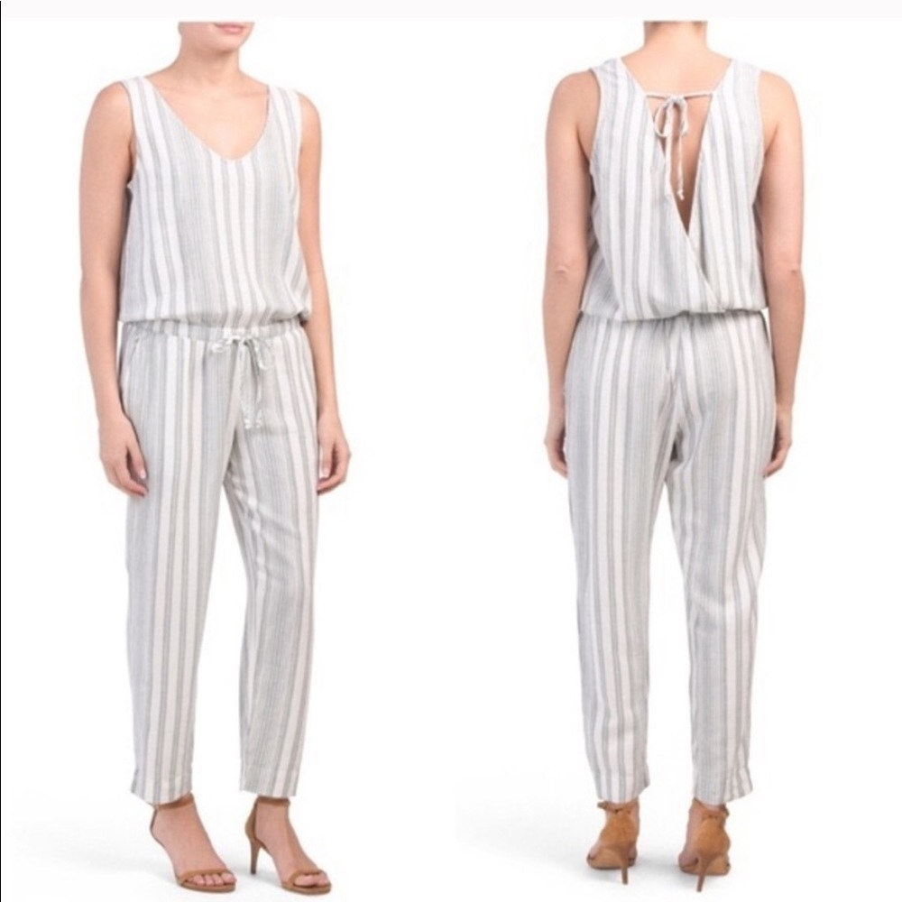 Cloth & Stone Linen Blend Striped Jumpsuit